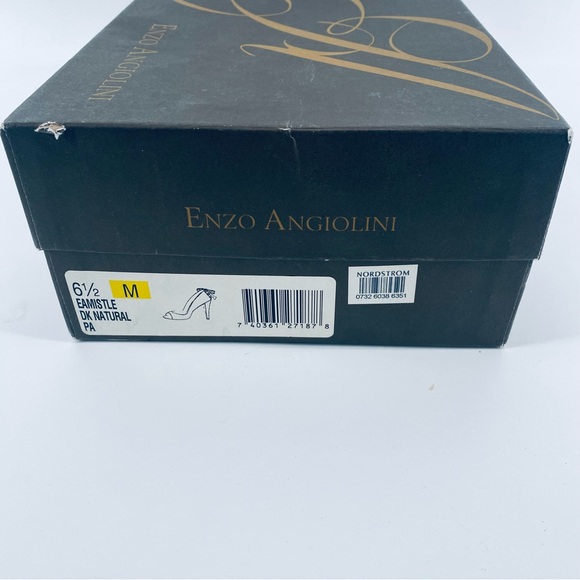 Enzo Angiolini Eamistle Natural Nude Peep Toe Heels With Ankle Lace Bows Sz 6.5M - Picture 13 of 13